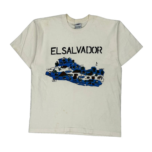 El Salvador Old Navy Single Stitch T-Shirt - Large White Cotton
