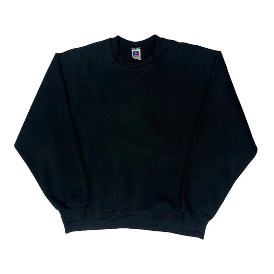 Russell Athletic Sweatshirt - Large Black Cotton Blend