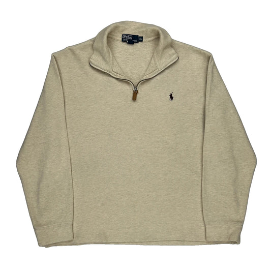 Polo By Ralph Lauren 1/4 Zip - XL Beige Cotton