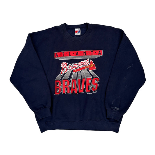 Atlanta Braves Swingster Mlb Sweatshirt - XL Navy Cotton Blend