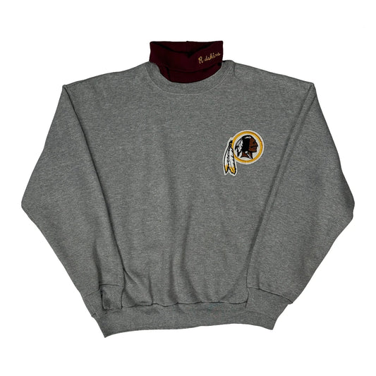 Washington Redskins Patch On Chest Majestic Graphic Sweatshirt - XL Grey Cotton Blend