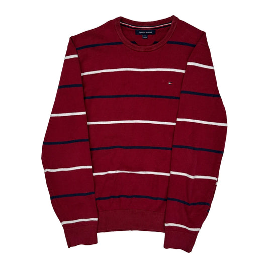 Tommy Hilfiger Striped Jumper - Medium Red Cotton