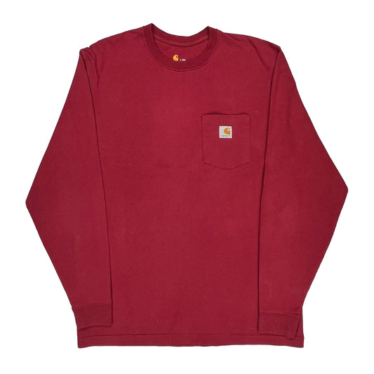 Carhartt Tall Long Sleeve T-Shirt - Large Red Cotton