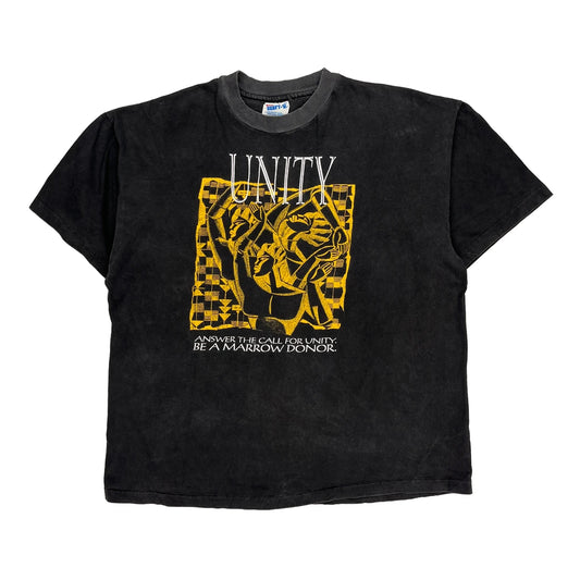 Unity Hanes Single Stitch T-Shirt - Large Black Cotton