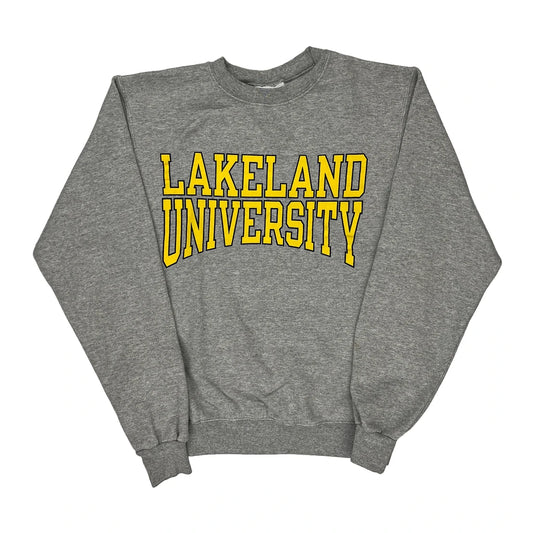 Lakeland University Champion College Sweatshirt - Small Grey Cotton Blend