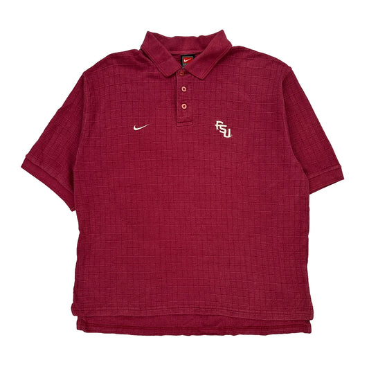 Fsu Nike Polo Shirt - Large Burgundy Cotton