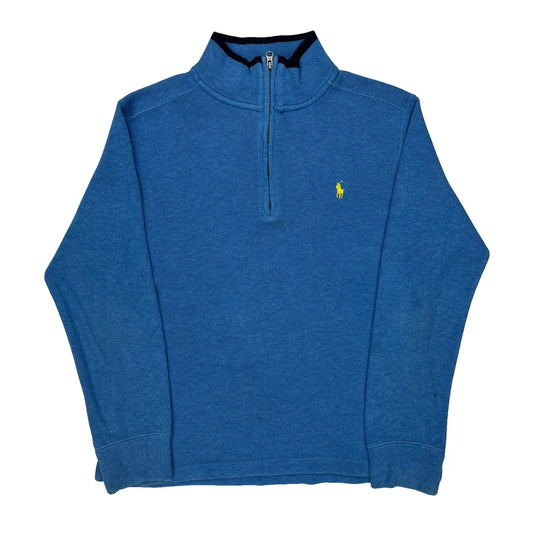 Vintage Age 10-12 Polo By Ralph Lauren 1/4 Zip - Medium Blue Cotton
