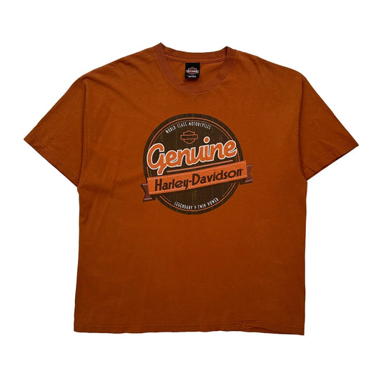 Smoky Mountain Harley Davidson Graphic T-Shirt - 2XL Orange Cotton