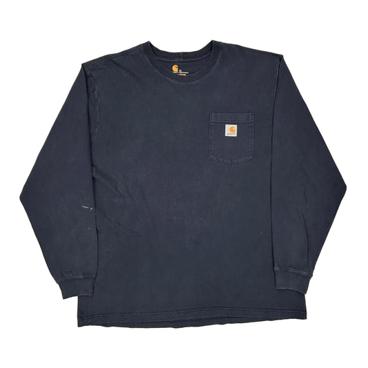 Original Fit Carhartt Long Sleeve T-Shirt - Large Navy Cotton