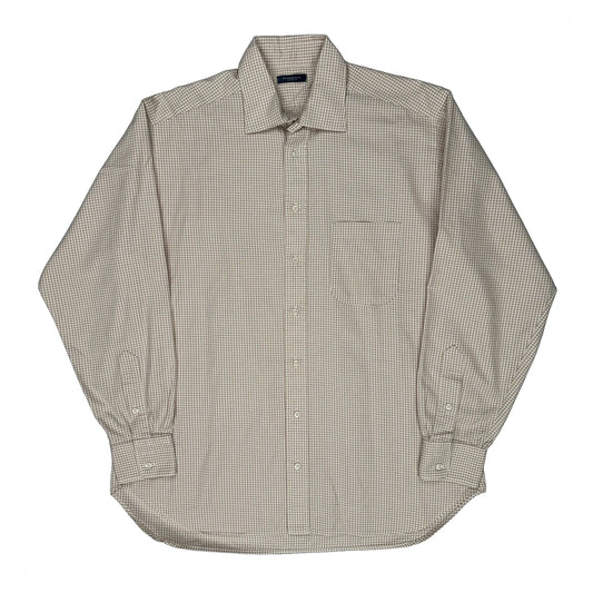 Burberry London Checked Shirt - Large Beige Cotton