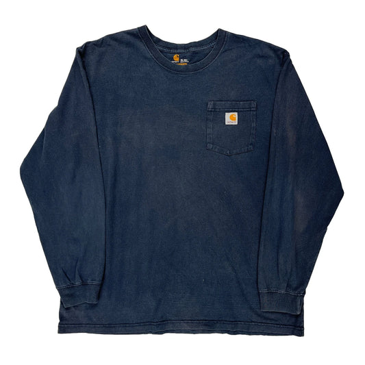 Carhartt Long Sleeve T-Shirt - XL Blue Cotton