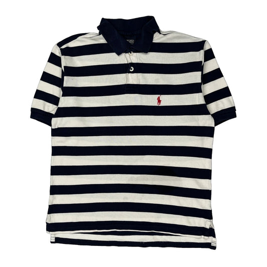 Kids Polo By Ralph Lauren Striped Polo Shirt - Small Navy Cotton