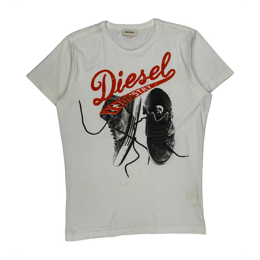Diesel Graphic T-Shirt - Large White Cotton