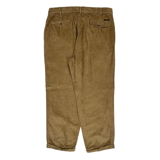 Gant Pleated Cord Trousers - 38W 30L Brown Cotton
