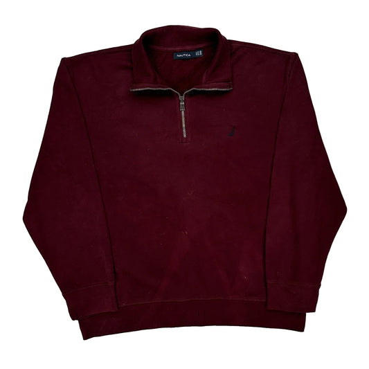 Nautica 1/4 Zip - 3XL Burgundy Cotton Blend
