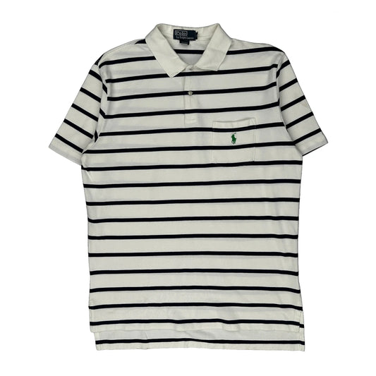 Polo By Ralph Lauren Striped Polo Shirt - Large White Cotton