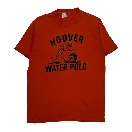 1980S Hoover Water Polo Sportswear Graphic T-Shirt - Large Orange Polyester Blend