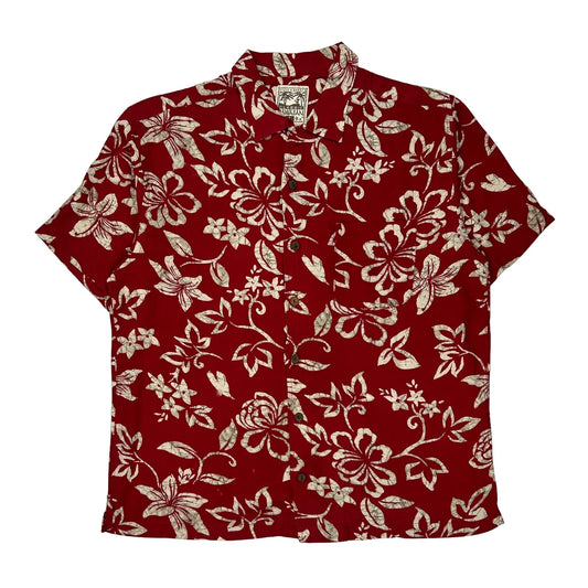 Steve & Barry Floral Hawaiian Shirt - Large Red Viscose