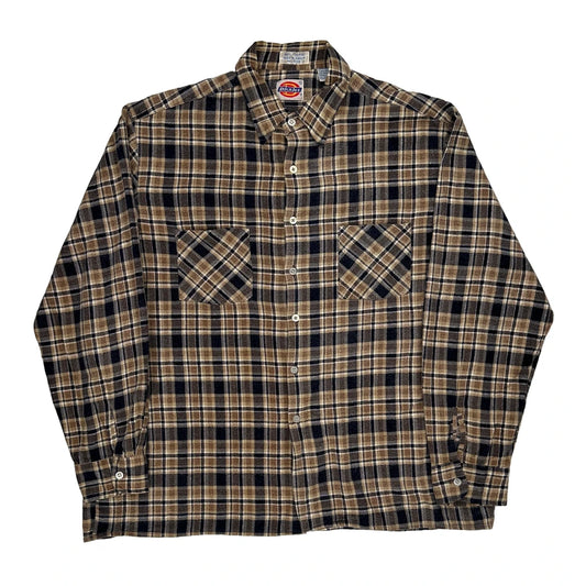 Dickies Checked Flannel Shirt - XL Beige Cotton