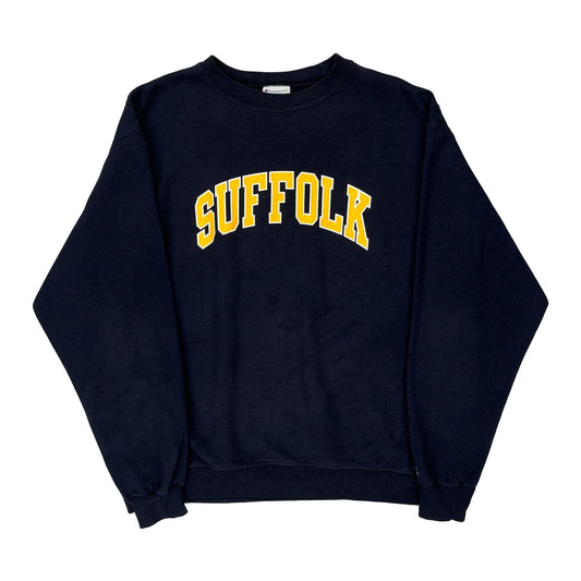 Suffolk Champion College Sweatshirt - XL Navy Cotton Blend