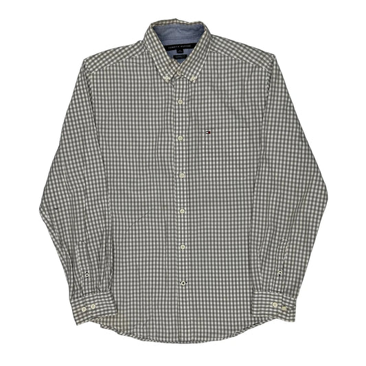 Vintage Tommy Hilfiger Checked Shirt - Medium Grey Cotton