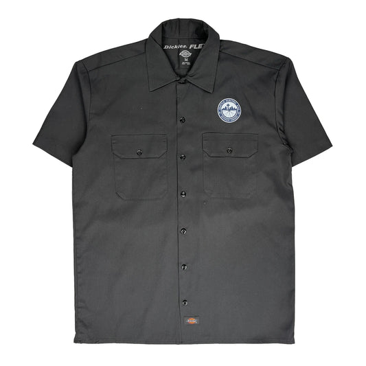 Vintage Dickies Short Sleeve Shirt - Medium Black Polyester Blend