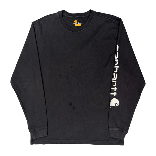 Carhartt Spellout Long Sleeve T-Shirt - Medium Black Cotton