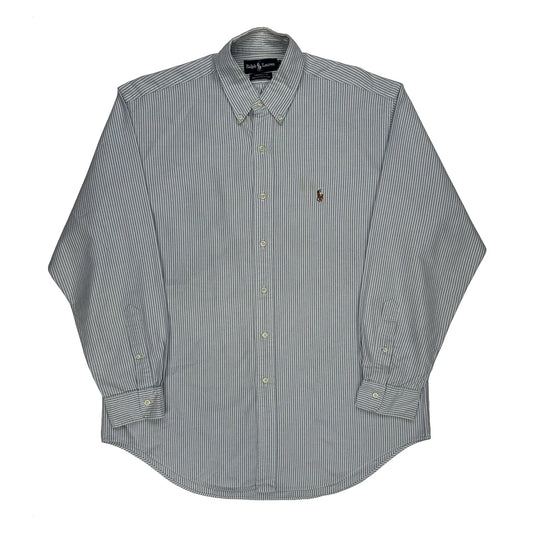 Ralph Lauren Ticking Stripe Shirt - Large Blue Cotton