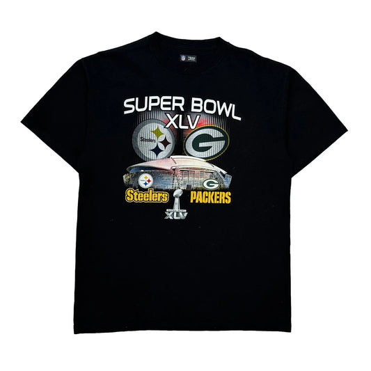 Vintage Super Bowl XLv Nfl Graphic T-Shirt - Large Black Cotton