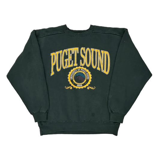 University Of Puget Sound Galt Sand College Sweatshirt - Large Green Cotton Blend