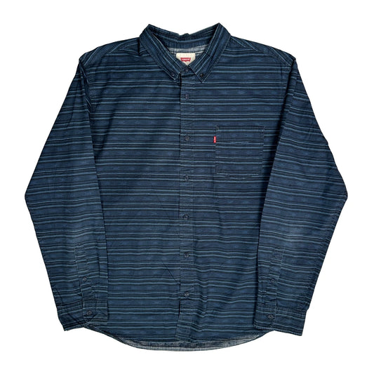 Levis Striped Shirt - XL Blue Cotton