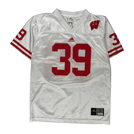 Age 16 Wisconsin Badgers Adidas Ncaa Jersey - XL White Polyester