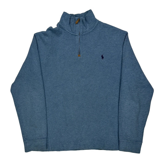 Polo By Ralph Lauren 1/4 Zip - Large Blue Cotton
