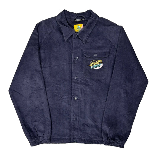 Vintage Skateboarding Santa Cruz Corduroy Button Coach Jacket - Medium Blue Corduroy