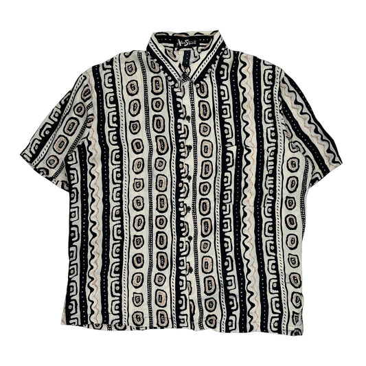 Alan Stuart Patterned Shirt - XL Black & White Cotton