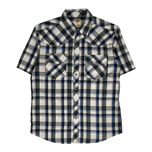Vintage Dickies Checked Short Sleeve Shirt - Large White Cotton Blend
