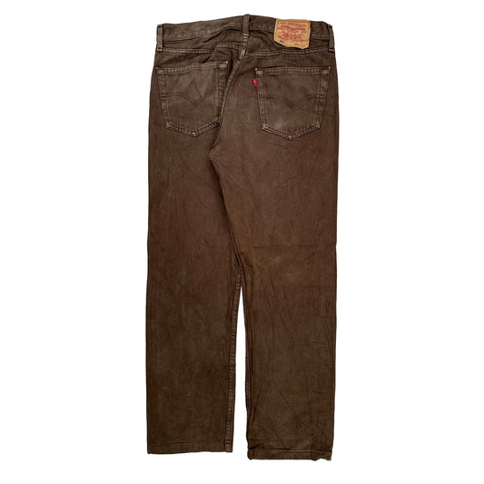 501 Levis Jeans - 32W 36L Brown Cotton