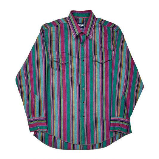 Wrangler Striped Shirt - Large Multicoloured Cotton