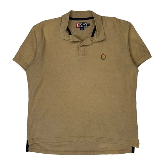 Chaps Ralph Lauren Polo Shirt - Large Beige Cotton