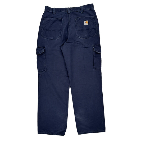 Carhartt Cargo Trousers - 31W 31L Navy Cotton Blend