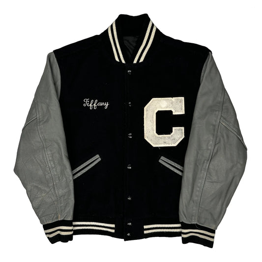 Vintage Hacker Unbranded Varsity Jacket - Medium Black Wool Blend