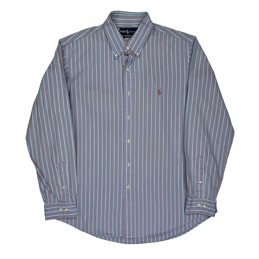 Ralph Lauren Striped Shirt - Large Blue Cotton