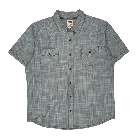 Levis Checked Short Sleeve Shirt - 2XL Grey Cotton