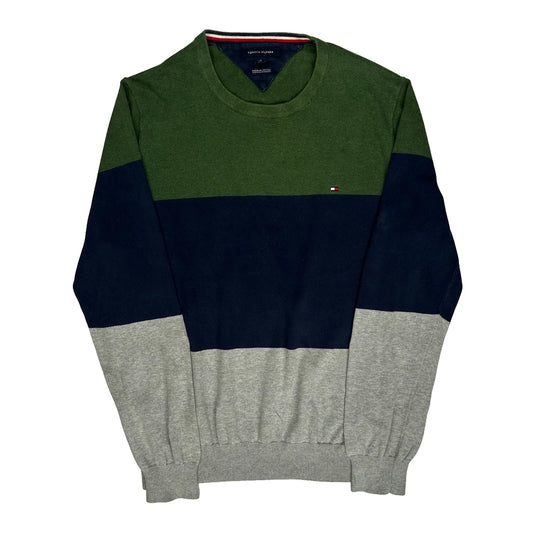 Tommy Hilfiger Striped Jumper - Large Navy Cotton