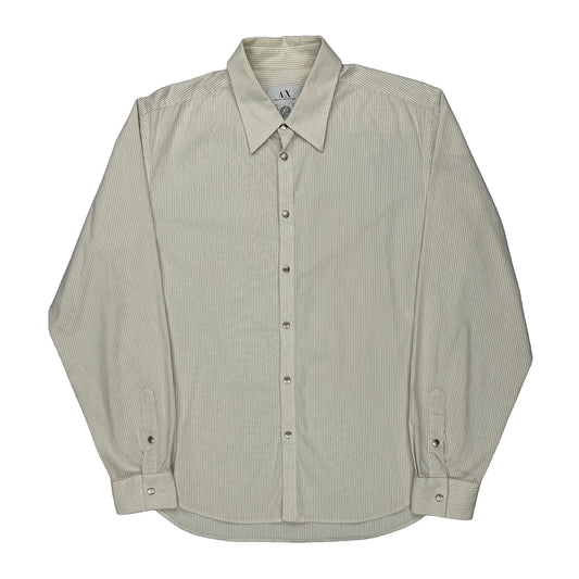 Armani Exchange Striped Shirt - Large Beige Cotton Blend