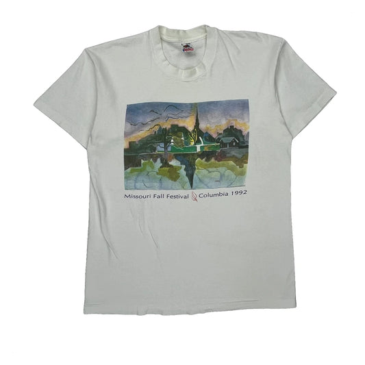 Missouri Fall Festival Columbia 1992 Fruit Of The Loom Graphic T-Shirt - Large White Cotton