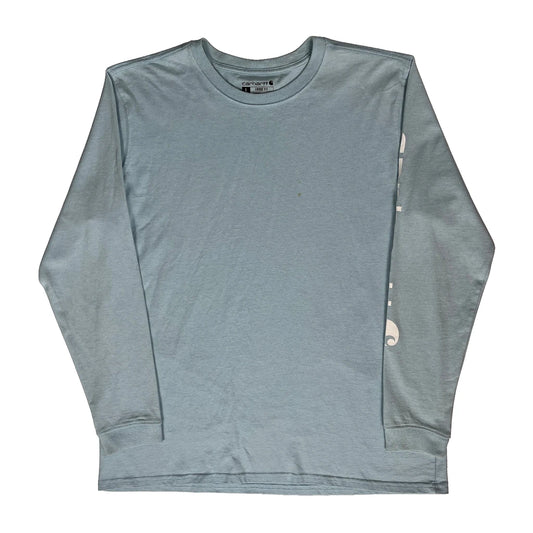 Carhartt Long Sleeve T-Shirt - Large Blue Cotton