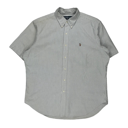 Ralph Lauren Striped Short Sleeve Shirt - XL Blue Cotton
