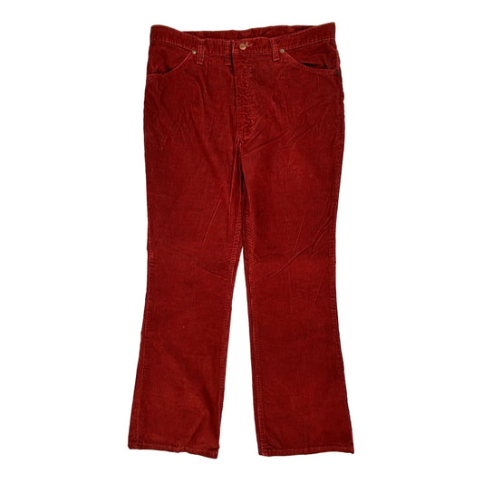 Made In USA Wrangler Cord Trousers - 36W 32L Red Corduroy