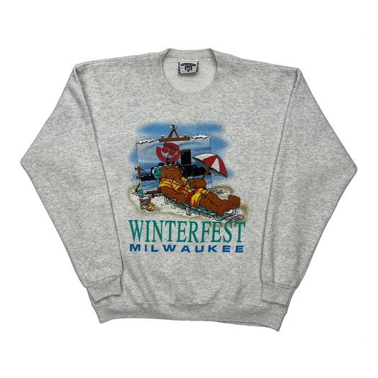 Winterfest Milwaukee Lee Graphic Sweatshirt - Large Grey Cotton